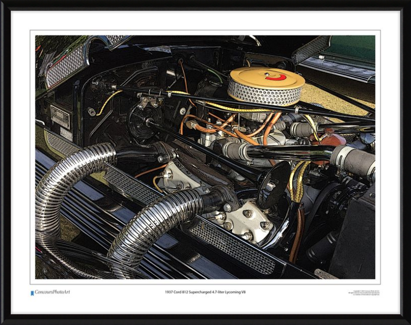 1937 Cord 812 Supercharged 4.7-liter Lycoming V8 / CPA709C / Stylized Print