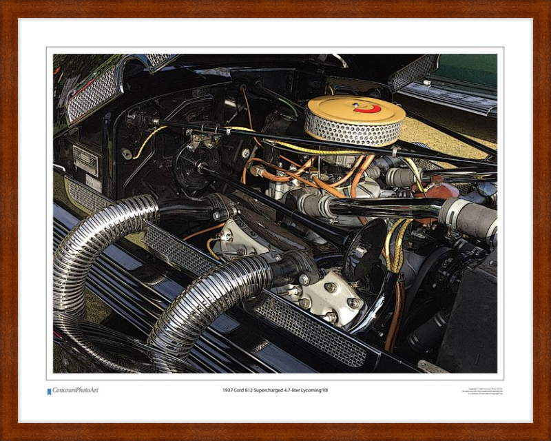 1937 Cord 812 Supercharged 4.7-liter Lycoming V8 / CPA709C / Stylized Image