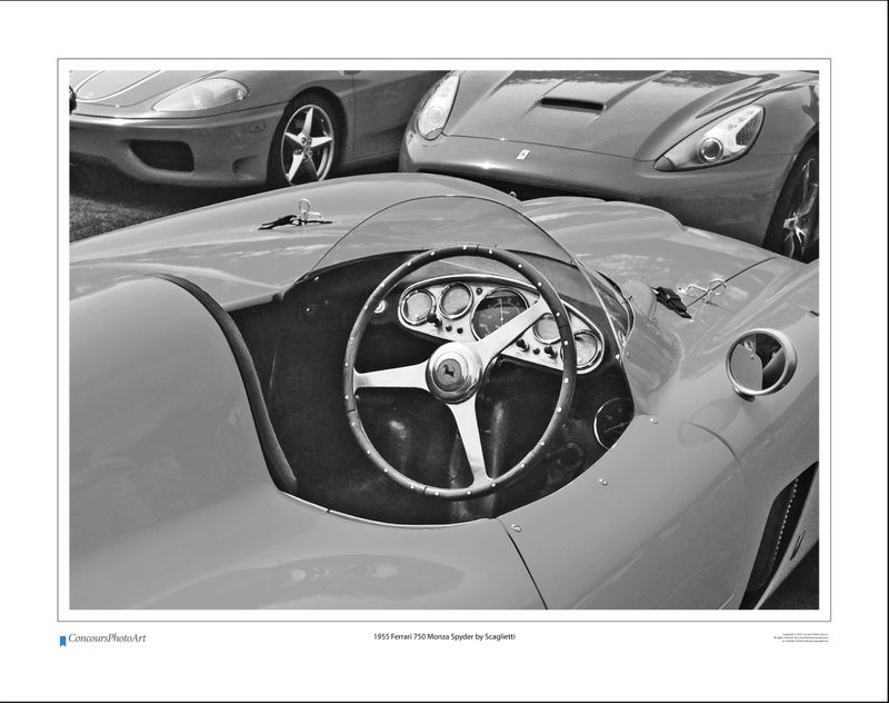 1955 Ferrari 750 Monza Spyder by Scaglietti / CPA610B / B&W Print