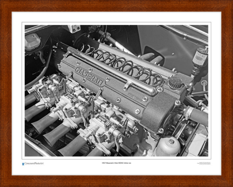 1957 Maserati 2-liter DOHC Inline-six / CPA714B / B&W Print