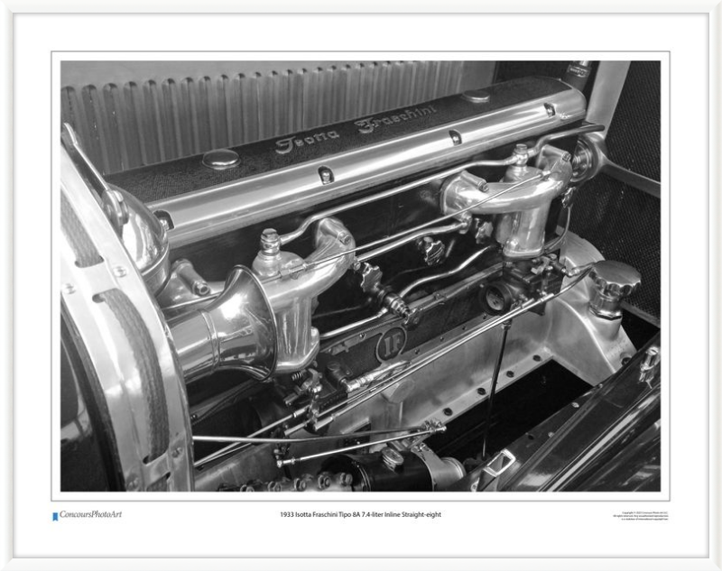 1933 Isotta Fraschini Tipo 8A 7.4-liter Inline Straight-eight / CPA712B / Black and White