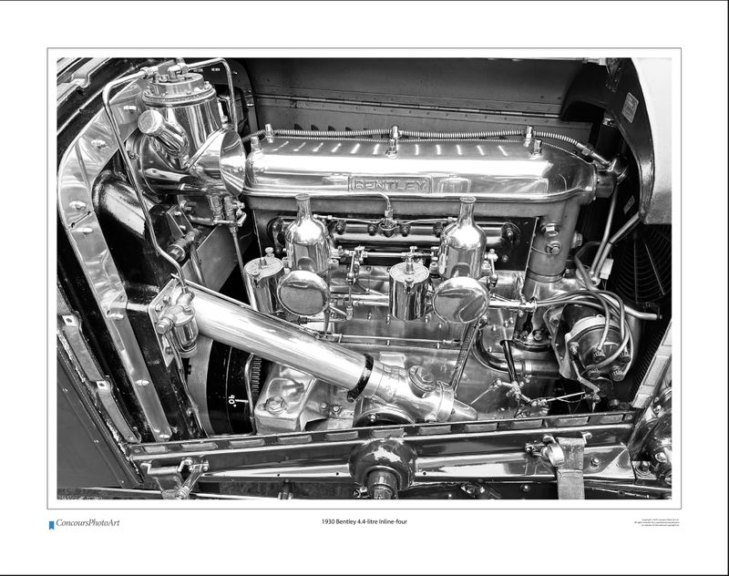 1930 Bentley 4.4-litre Inline-four / CPA713B / B&W Print