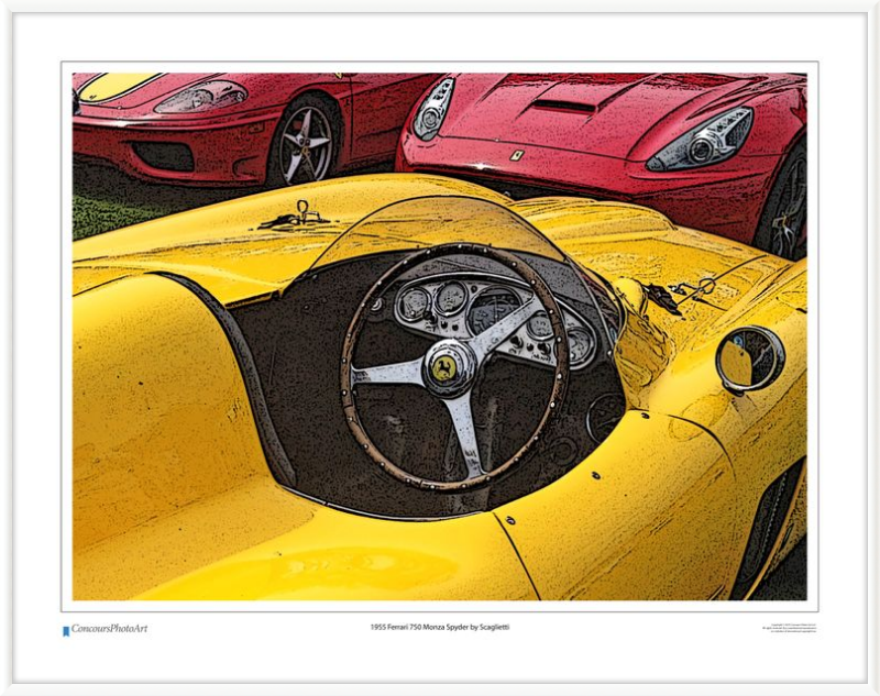 1955 Ferrari 750 Monza Spyder by Scaglietti / CPA610C / Stylized Print