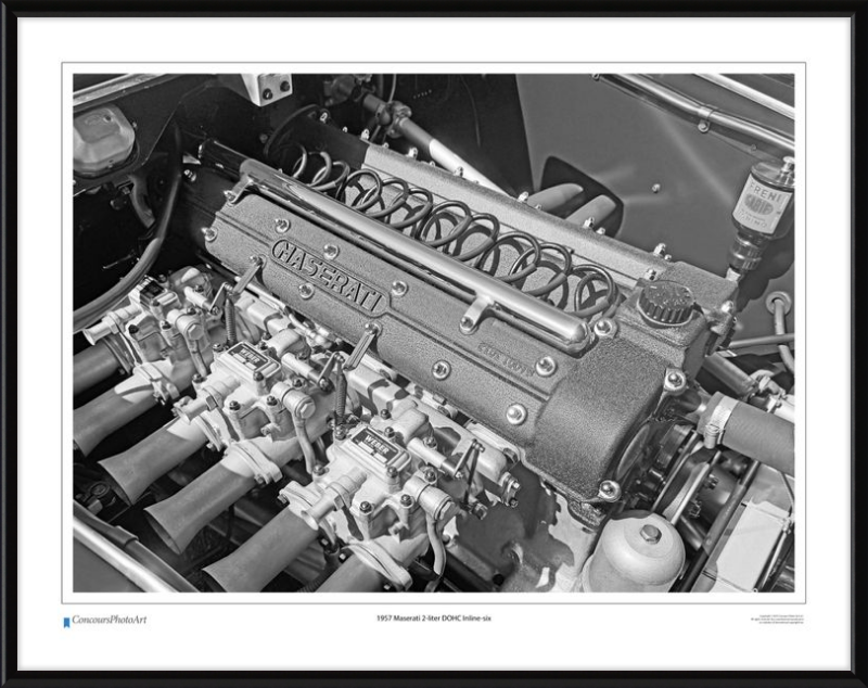 1957 Maserati 2-liter DOHC Inline-six / CPA714B / B&W Print