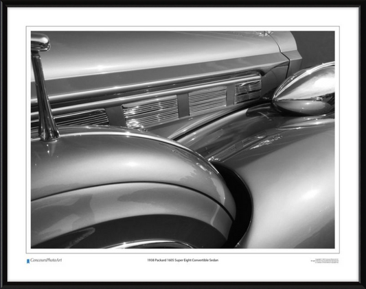 1938 Packard 1605 Super Eight Convertible Sedan / CPA308B / Black and White