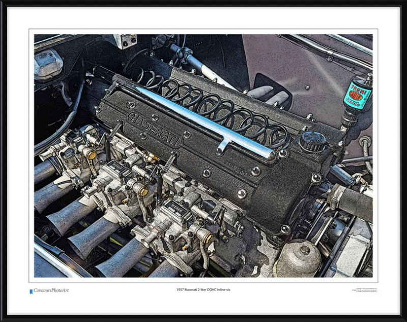 1957 Maserati 2-liter DOHC Inline-six / CPA714C / Stylized Print