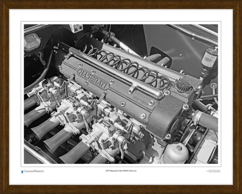 1957 Maserati 2-liter DOHC Inline-six / CPA714B / B&W Print