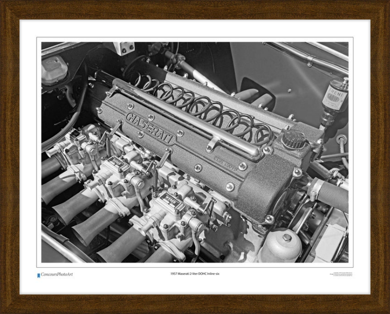 1957 Maserati 2-liter DOHC Inline-six / CPA714B / B&W Print