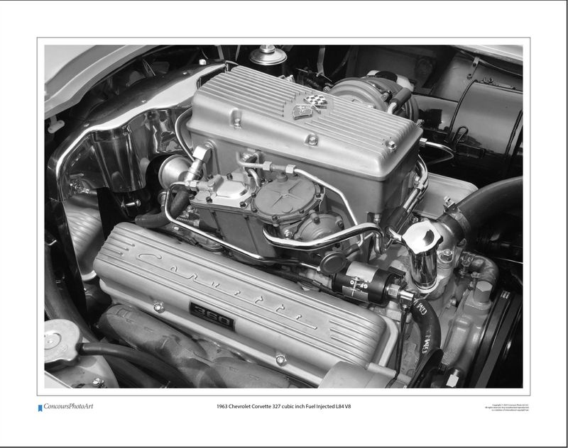 1963 Chevrolet Corvette 327 cubic inch Fuel Injected L84 V8 / CPA708B / Black and White