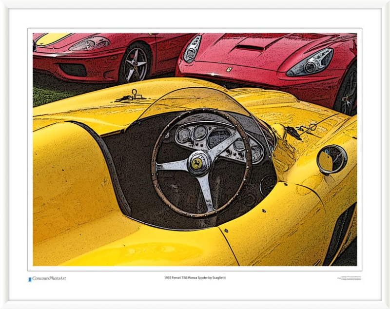 1955 Ferrari 750 Monza Spyder by Scaglietti / CPA610C / Stylized Print