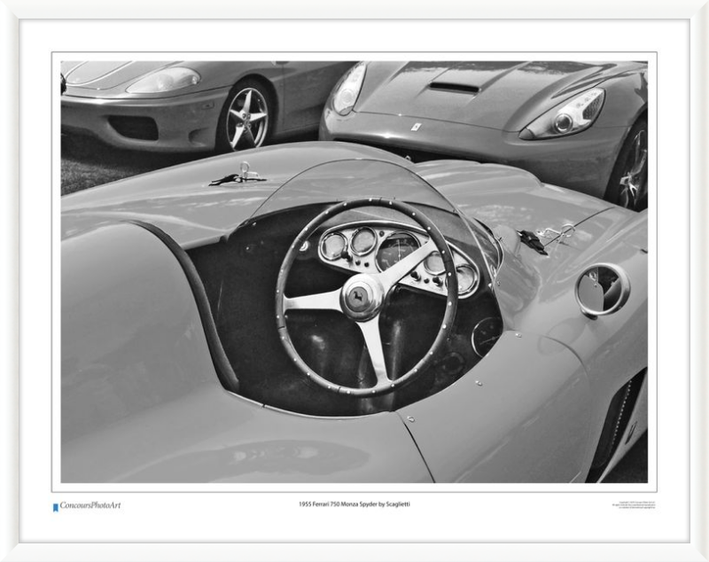 1955 Ferrari 750 Monza Spyder by Scaglietti / CPA610B / B&W Print