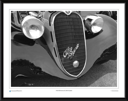1942 Alfa Romeo 6C 2500 SS Spider / CPA216B / B&W Print