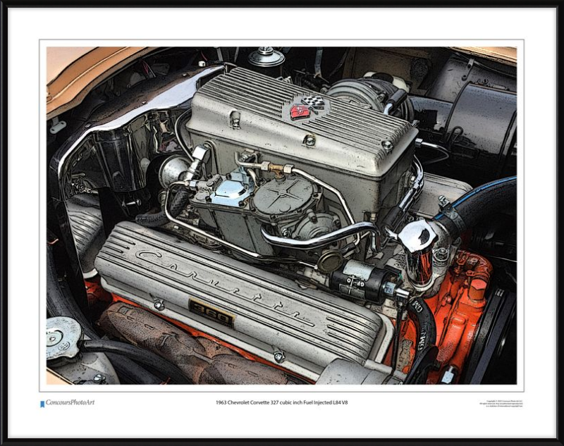 1963 Chevrolet Corvette 327 cubic inch Fuel Injected L84 V8 / CPA708C / Stylized Image