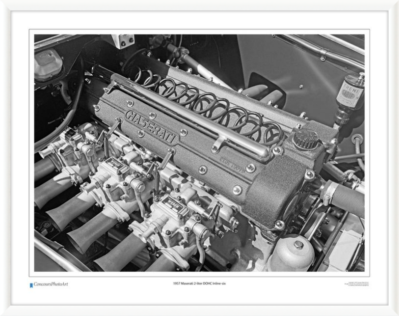 1957 Maserati 2-liter DOHC Inline-six / CPA714B / B&W Print