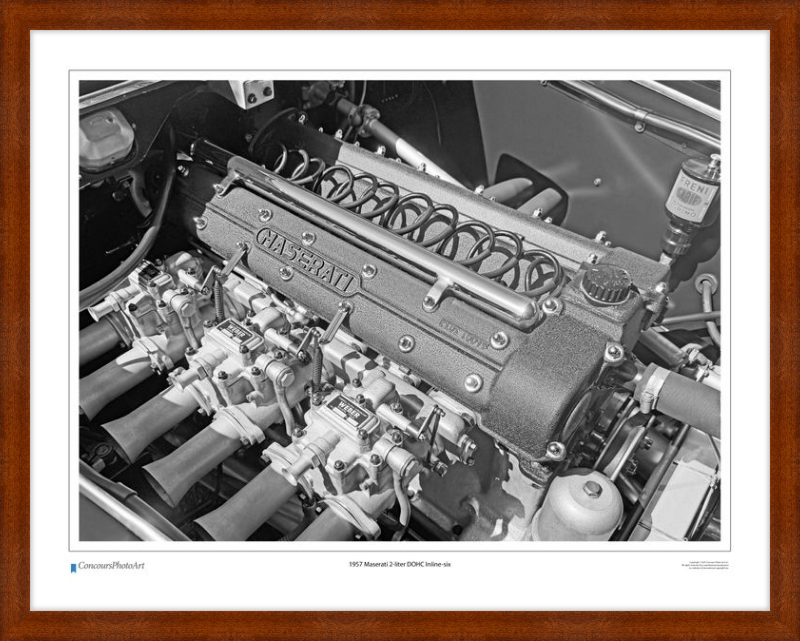 1957 Maserati 2-liter DOHC Inline-six / CPA714B / B&W Print
