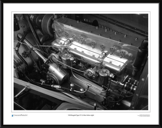 1939 Bugatti Type 57 3.3-liter Inline-eight / CPA710B / Black and White