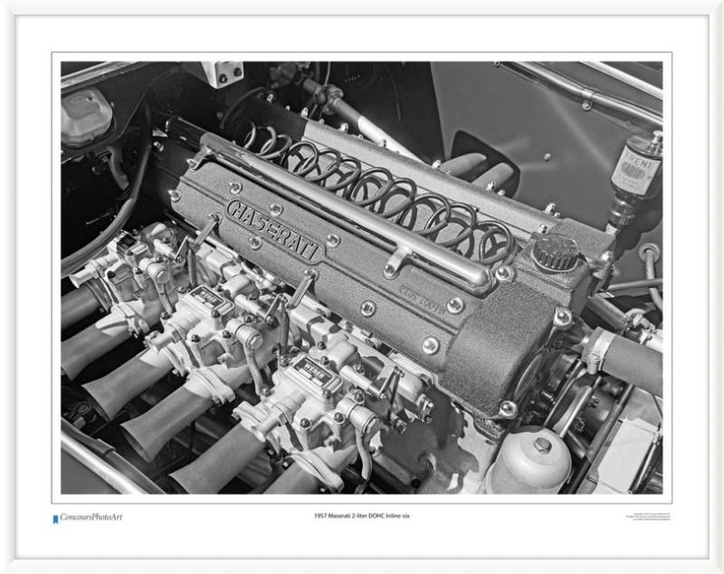 1957 Maserati 2-liter DOHC Inline-six / CPA714B / B&W Print