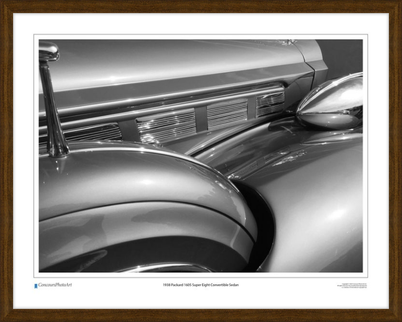 1938 Packard 1605 Super Eight Convertible Sedan / CPA308B / Black and White