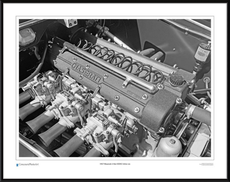 1957 Maserati 2-liter DOHC Inline-six / CPA714B / B&W Print