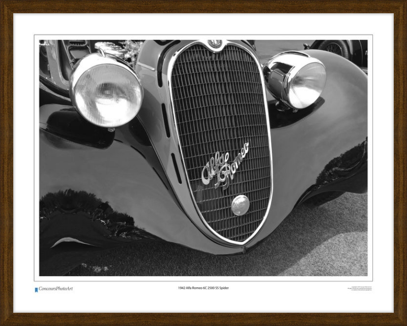 1942 Alfa Romeo 6C 2500 SS Spider / CPA216B / B&W Print