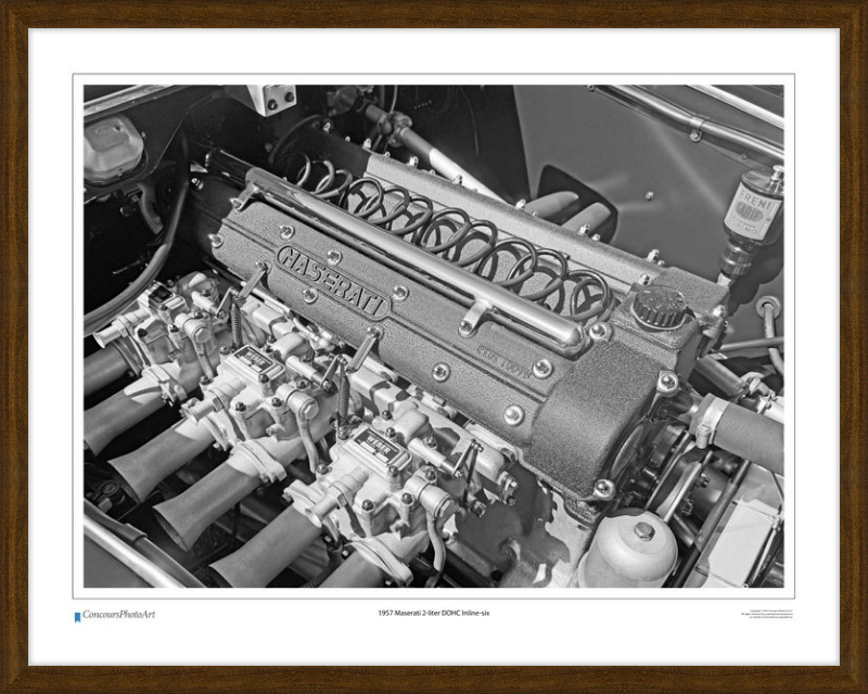 1957 Maserati 2-liter DOHC Inline-six / CPA714B / B&W Print