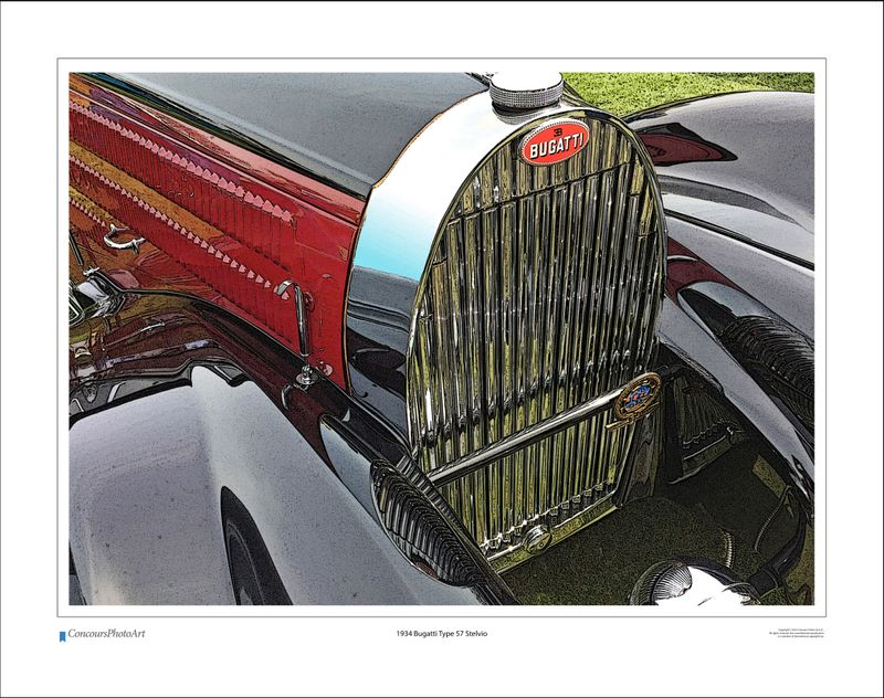 1934 Bugatti Type 57 Stelvio / CPA201C / Stylized Print