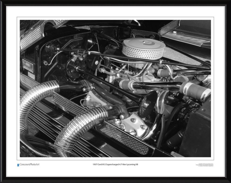1937 Cord 812 Supercharged 4.7-liter Lycoming V8 / CPA709B / B&W Print