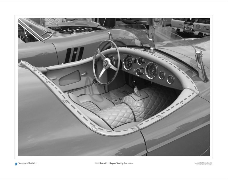 1952 Ferrari 212 Export Touring Barchetta / CPA608B / Black and White