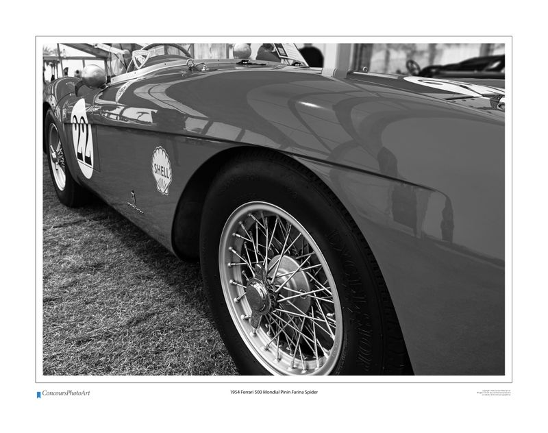 1954 Ferrari 500 Mondial Pinin Farina Spider/ CPA219B / B&W Print