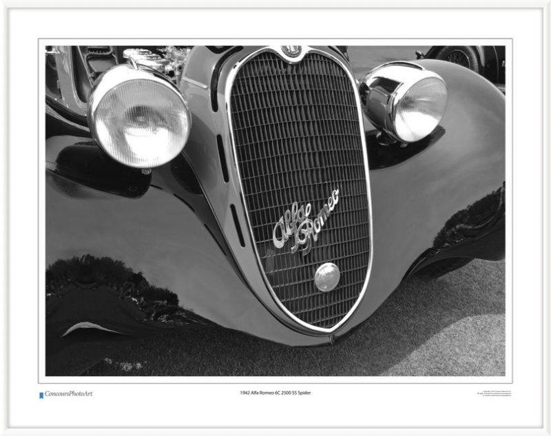 1942 Alfa Romeo 6C 2500 SS Spider / CPA216B / B&W Print