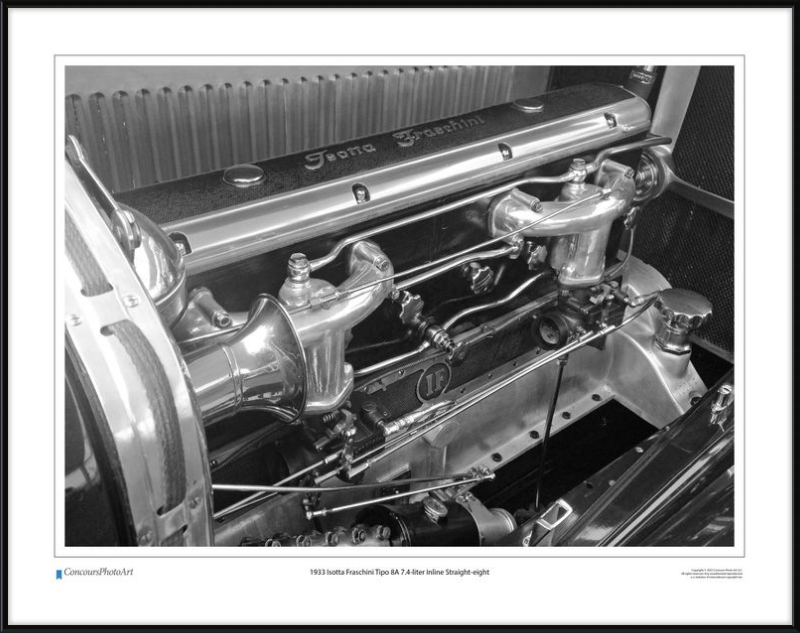 1933 Isotta Fraschini Tipo 8A 7.4-liter Inline Straight-eight / CPA712B / Black and White
