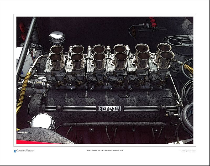 1962 Ferrari 250 GTO 3.0-liter Colombo V12 / CPA705C / Stylized Image