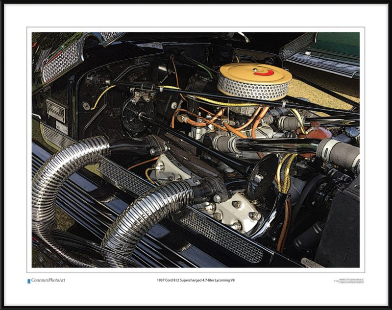 1937 Cord 812 Supercharged 4.7-liter Lycoming V8 / CPA709C / Stylized Image