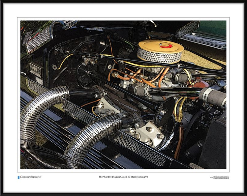 1937 Cord 812 Supercharged 4.7-liter Lycoming V8 / CPA709C / Stylized Image