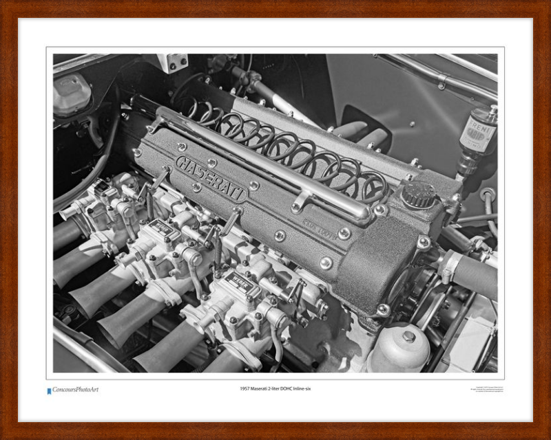 1957 Maserati 2-liter DOHC Inline-six / CPA714B / B&W Print