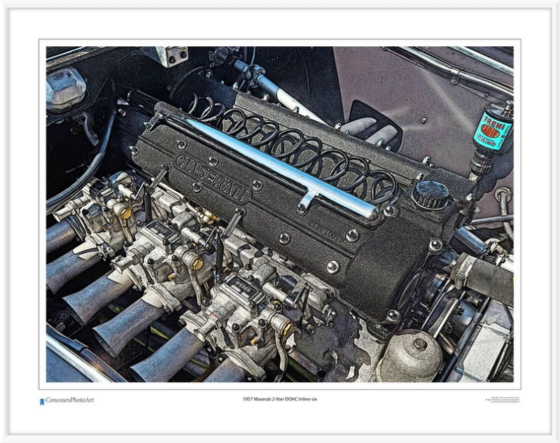 1957 Maserati 2-liter DOHC Inline-six / CPA714C / Stylized Print