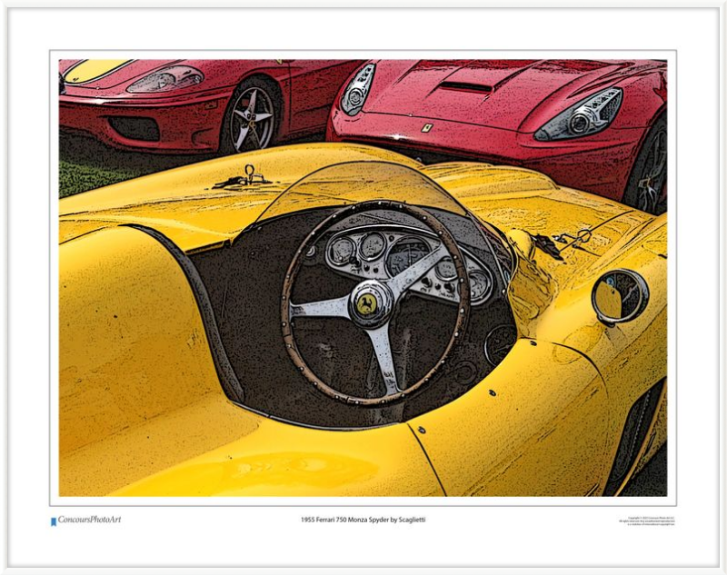 1955 Ferrari 750 Monza Spyder by Scaglietti / CPA610C / Stylized Image