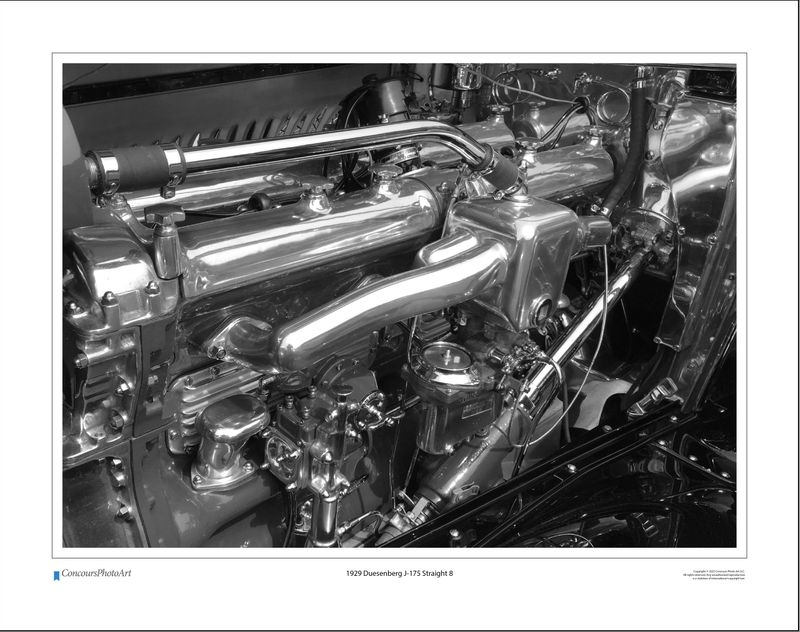 1929 Duesenberg J-175 Straight 8 / CPA703B / B&W Print