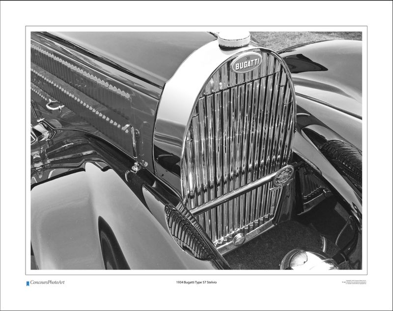 1934 Bugatti Type 57 Stelvio / CPA201B / B&W Print
